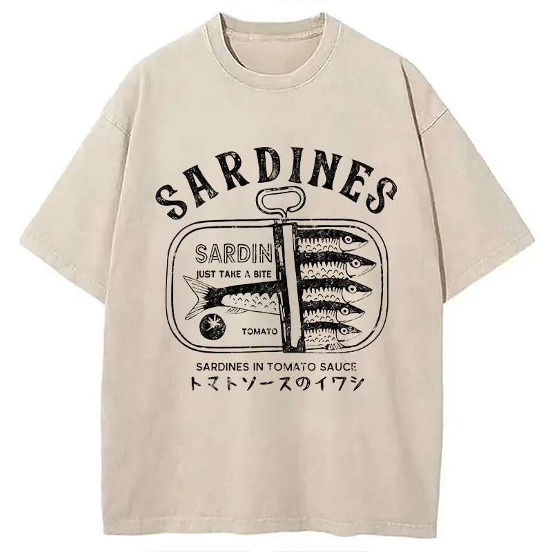 Modecanvas Delicious Canned Sardine Washed T-Shirt