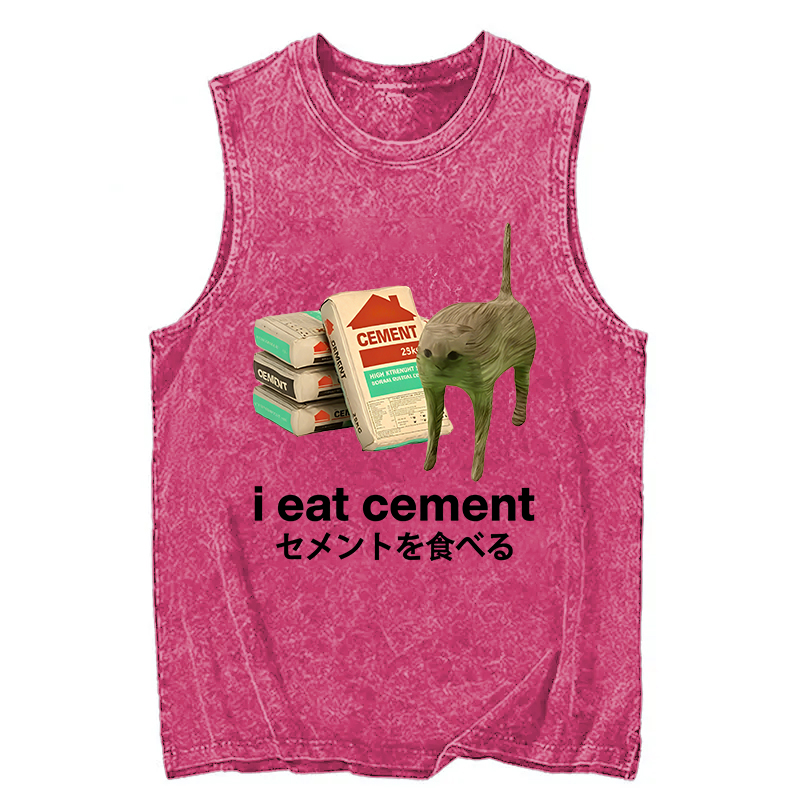 Modecanvas I Eat Cement DTG Printing Washed Tank-modecanvas