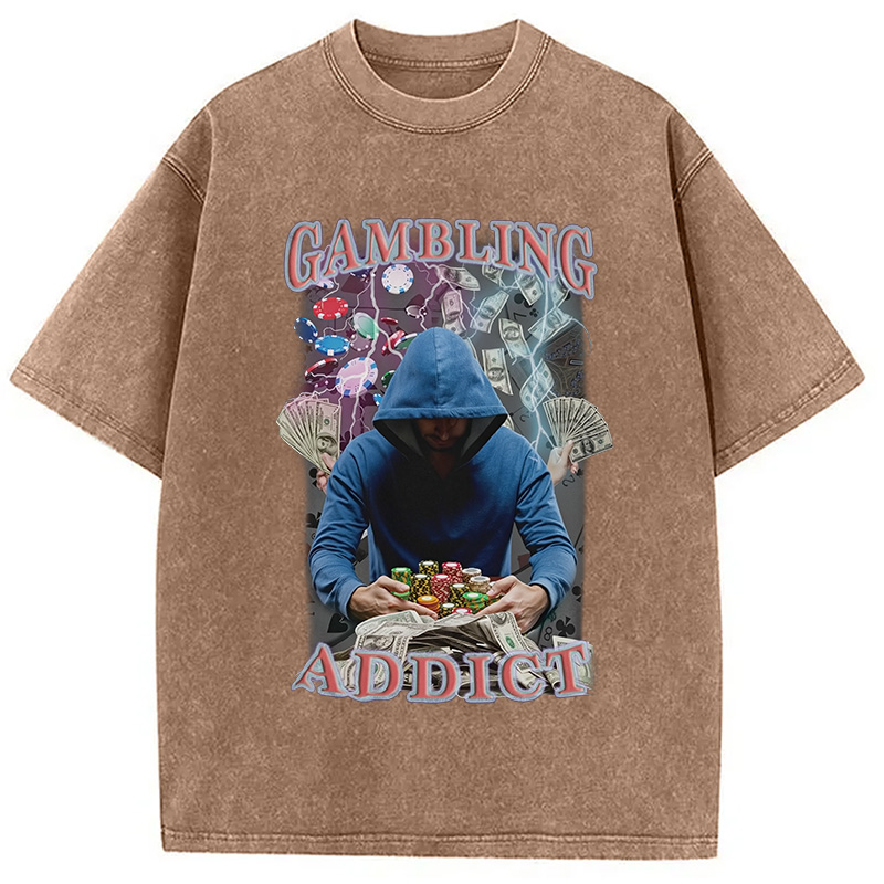 Modecanvas Gambling Addict Washed T-Shirt