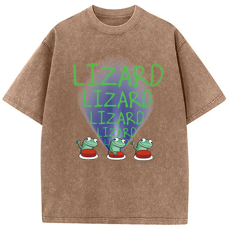 Modecanvas Lizard Lizard Lizard Meme Washed T-Shirt
