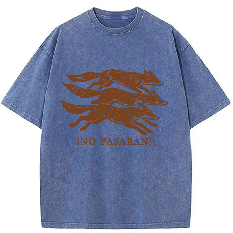 Modecanvas No Pasaran! Anti-Fascist Fox DTG Printing Washed T-Shirt