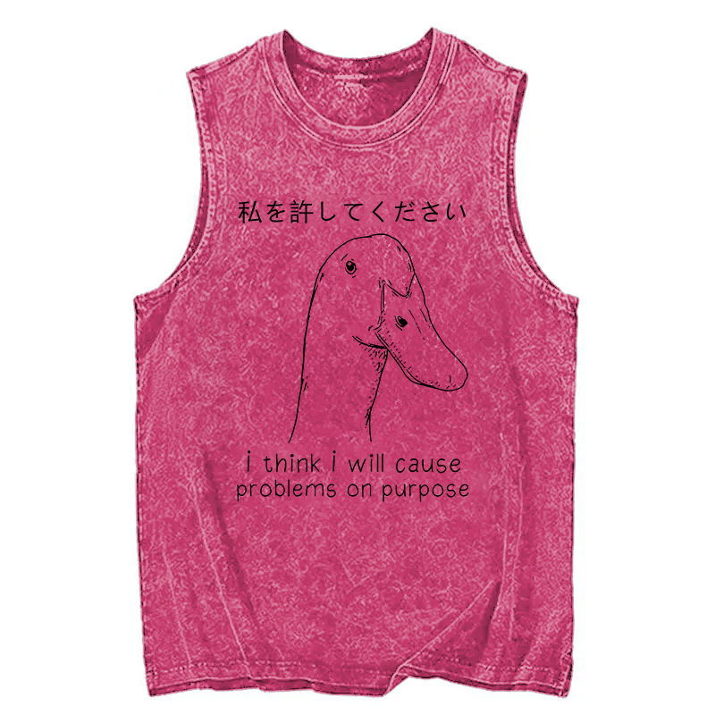 Modecanvas Stupid Goose Funny DTG Printing Washed Tank-modecanvas
