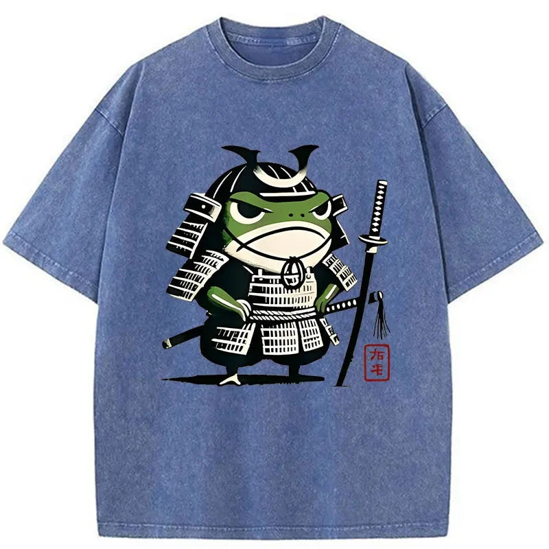 Modecanvas Frog Samurai Japan Washed T-Shirt