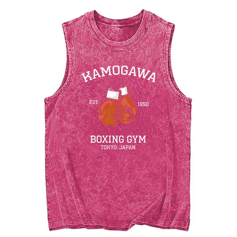 Modecanvas Retro Boxing Gloves Manga Anime DTG Printing Washed Tank-modecanvas