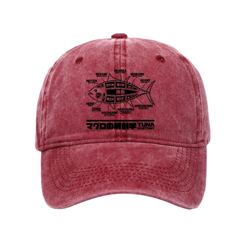 Modecanvas Tuna Dissection Map Japanese Washed Cap-modecanvas