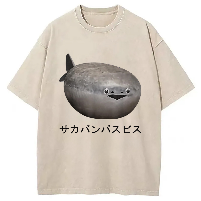 Modecanvas Sacabambaspis Fish Meme Realistic Japanese Washed T-Shirt
