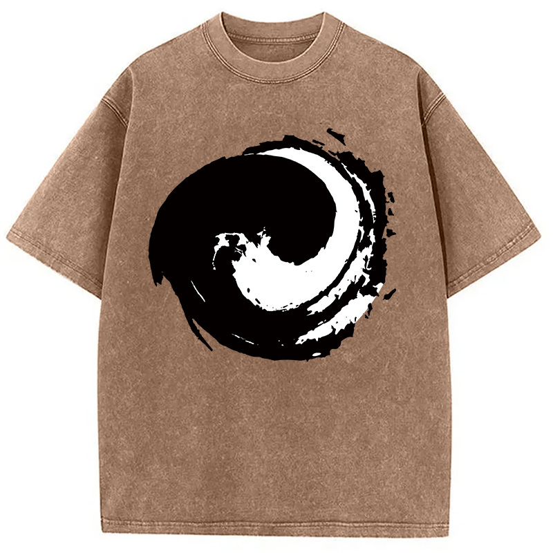 Modecanvas Yin and Yang Symbol Washed T-Shirt