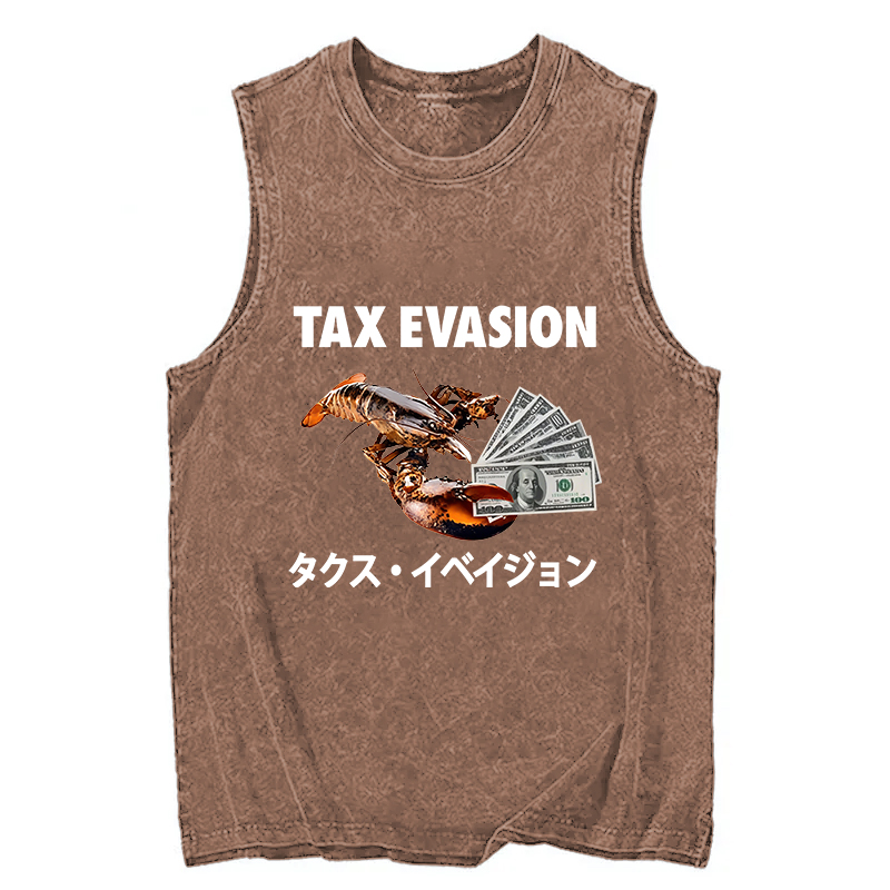 Modecanvas Tux Evasion Funny DTG Printing Washed Tank-modecanvas