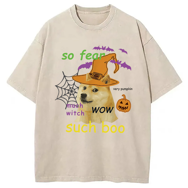 Modecanvas Halloween Doge Washed T-Shirt