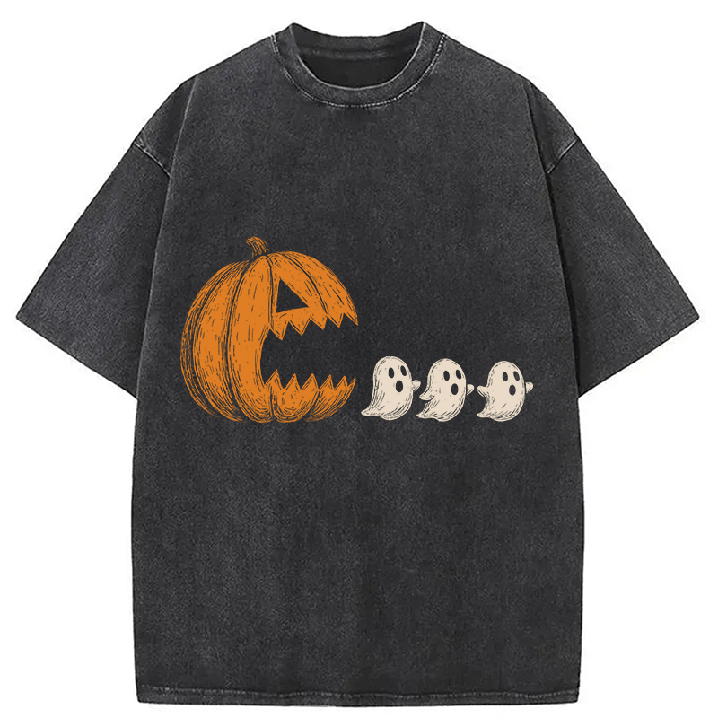 Modecanvas Pumpkin Chasing Ghost Washed T-Shirt