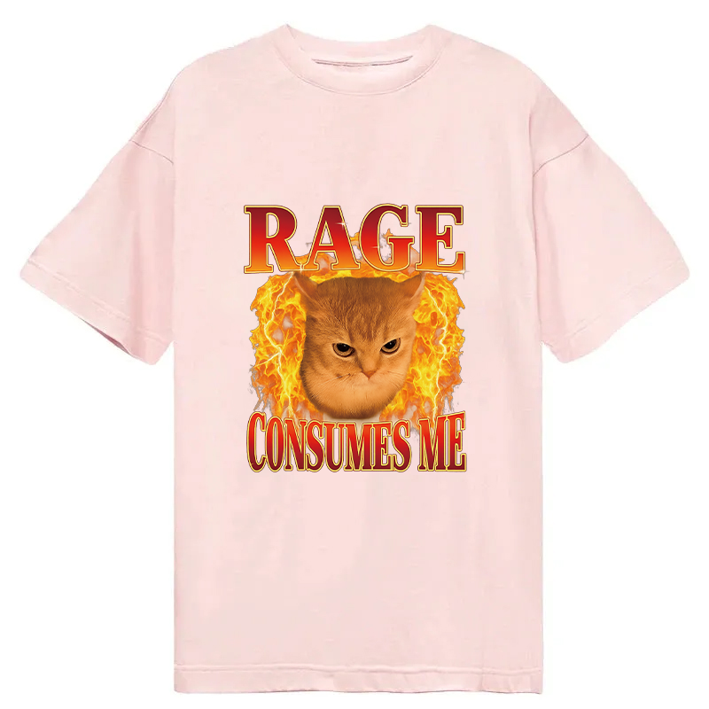 Modecanvas Rage Consumes Me Edgy Funny Cat Meme DTG Printing Classic T-Shirt-modecanvas