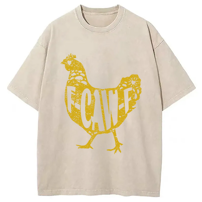 Modecanvas F-CAW-F Hen Funny Chicken Washed T-Shirt