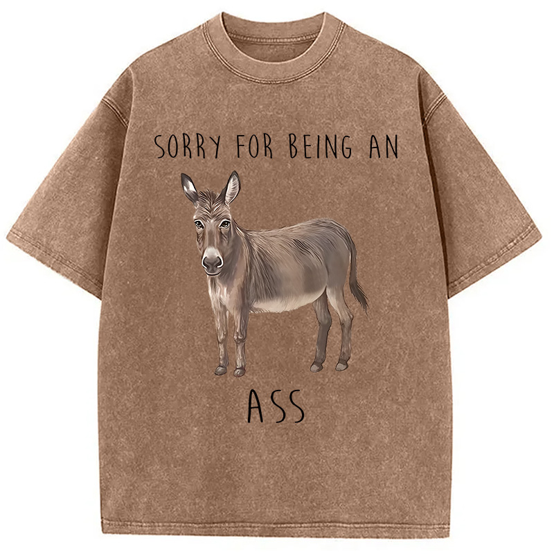 Modecanvas Funny Donkey Meme Washed T-Shirt