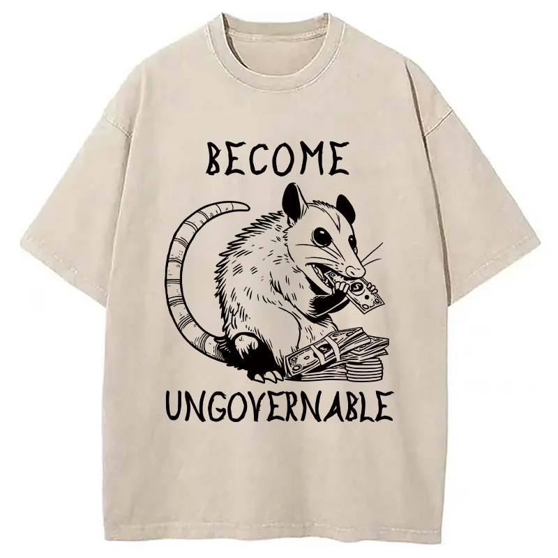 Modecanvas Become Ungovernable Opossum Washed T-Shirt