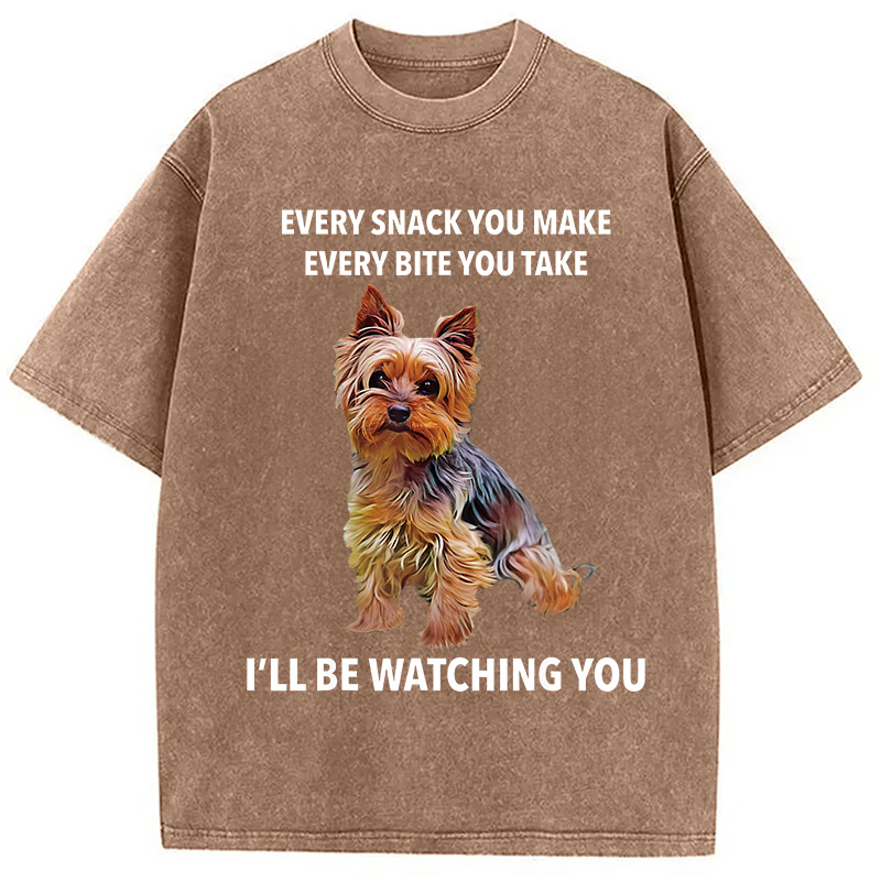 Modecanvas Yorkshire Terrier Funny Meme Washed T-Shirt