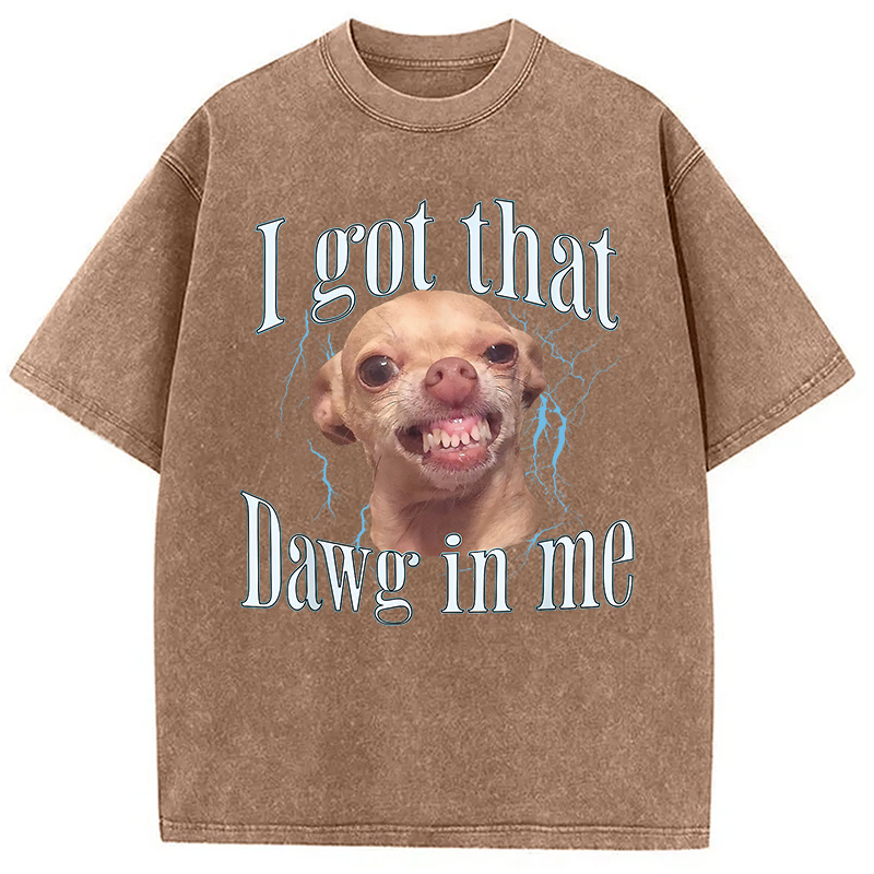 Modecanvas Chihuahua Funny Meme Washed T-Shirt-modecanvas