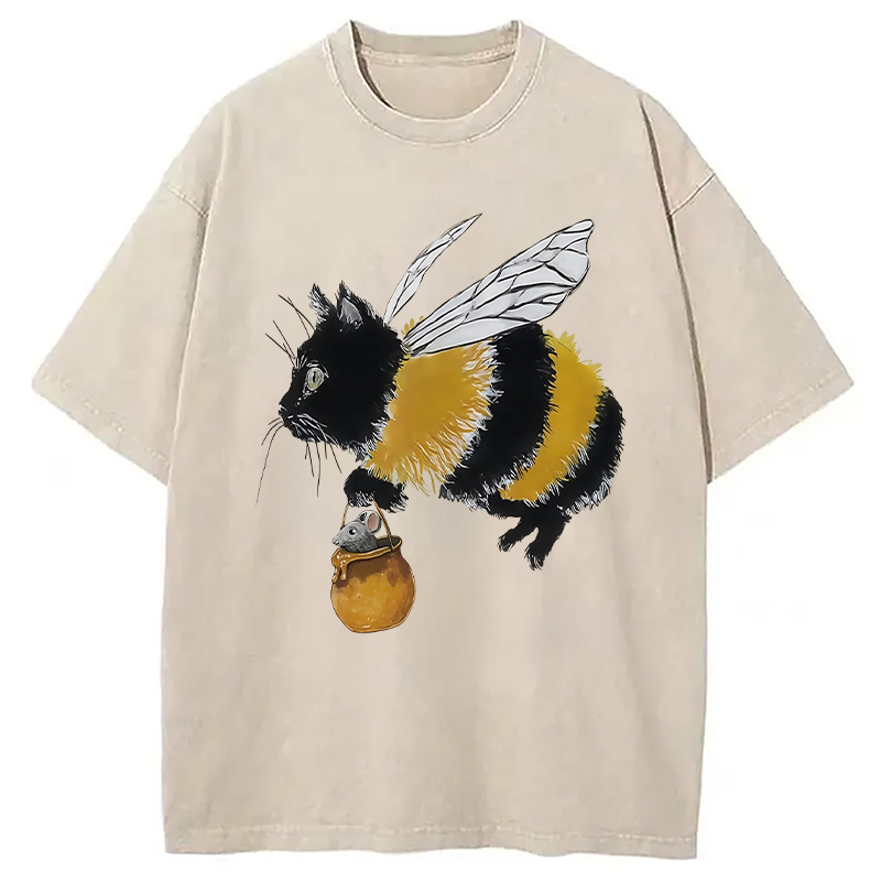 Modecanvas Catbee Funny Washed T-Shirt
