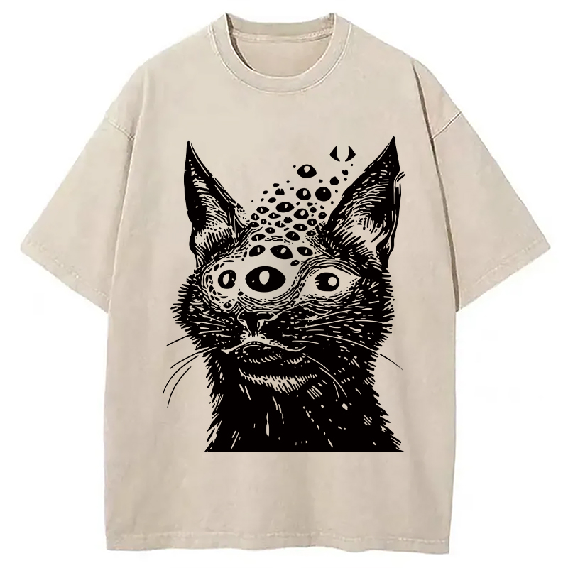 Modecanvas Weirdcore Cat Washed T-Shirt
