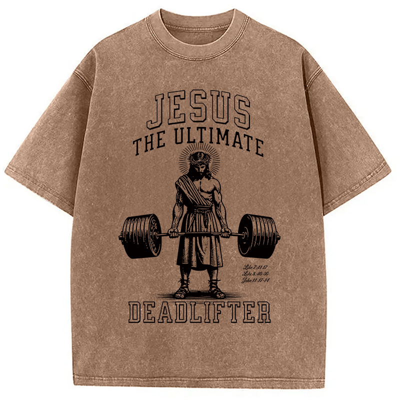 Modecanvas Jesus The Ultimate Deadlifter Christian Washed T-Shirt