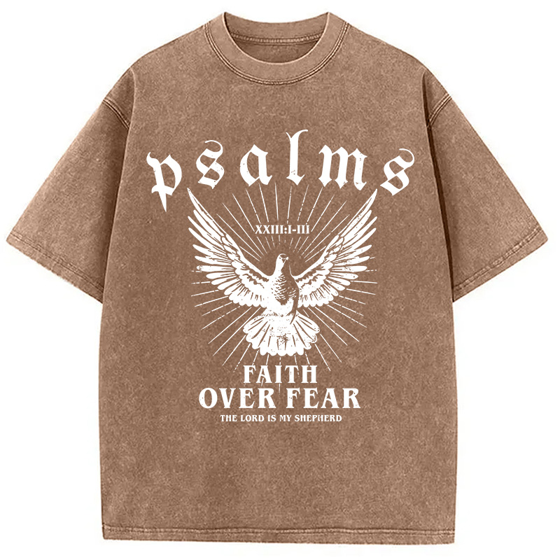 Modecanvas Faith Over Fear Christian Washed T-Shirt