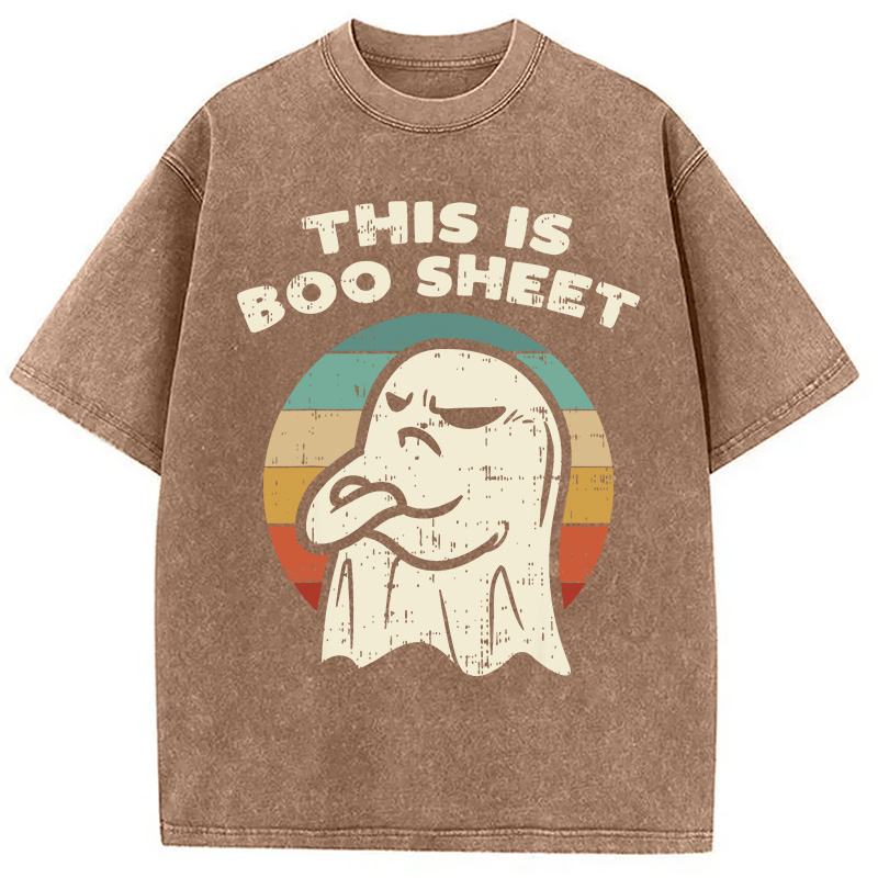 Modecanvas This Is Boo Sheet Ghost Retro Halloween Washed T-Shirt