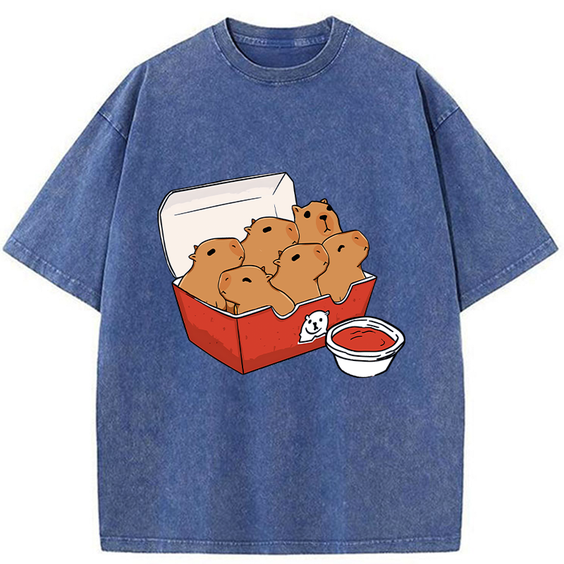 Modecanvas Capybara With Tomato Sauce Washed T-Shirt