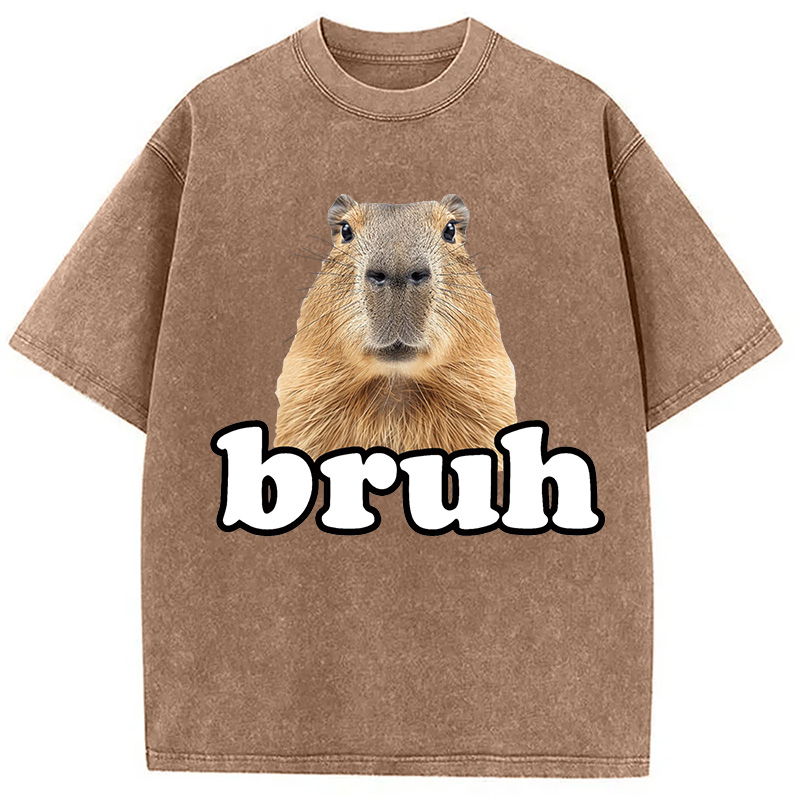 Modecanvas Bruh Capybara Washed T-Shirt