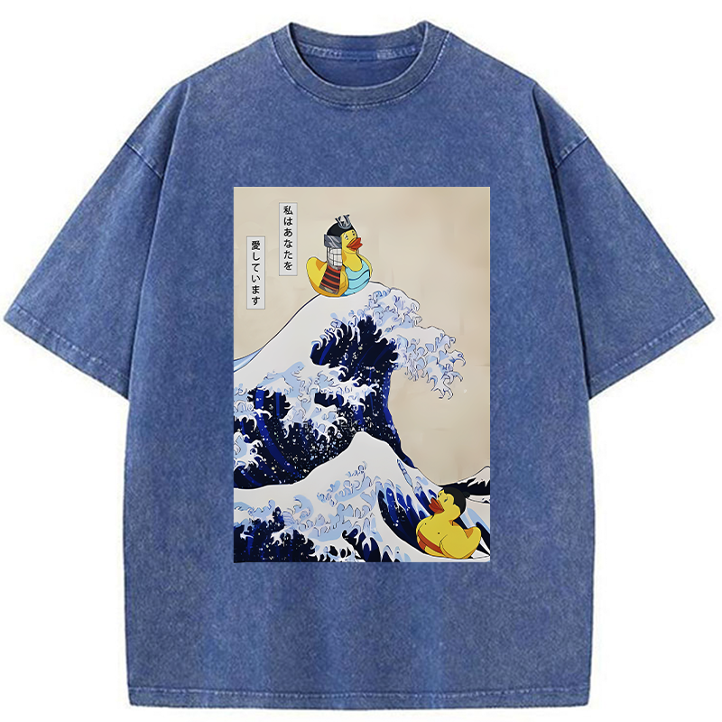 Modecanvas Samurai Duck And Sumo Duck Washed T-Shirt