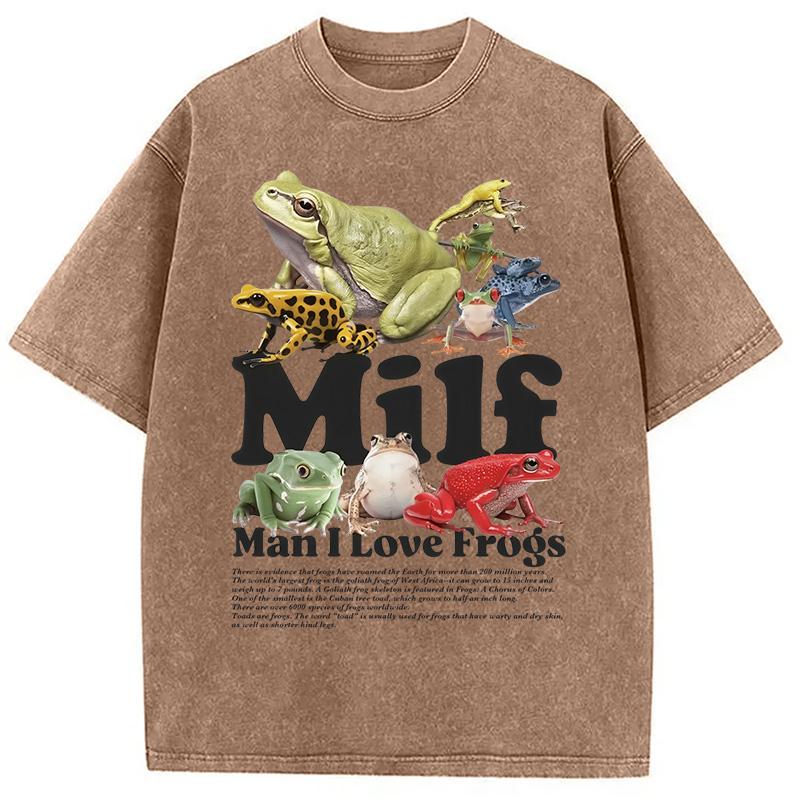 Modecanvas Man I Love Frogs Washed T-Shirt