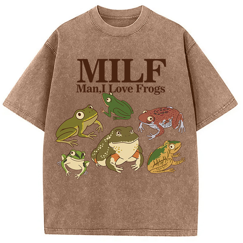 Modecanvas I Love Frogs Washed T-Shirt