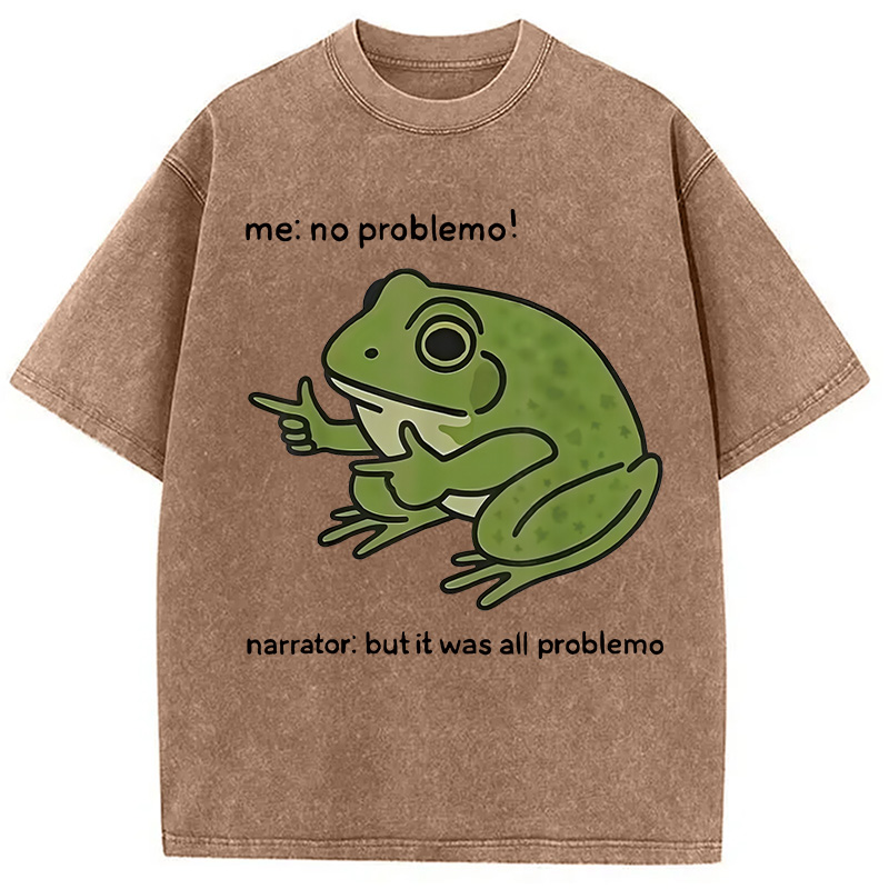 Modecanvas Stupid Frog Meme Washed T-Shirt-modecanvas