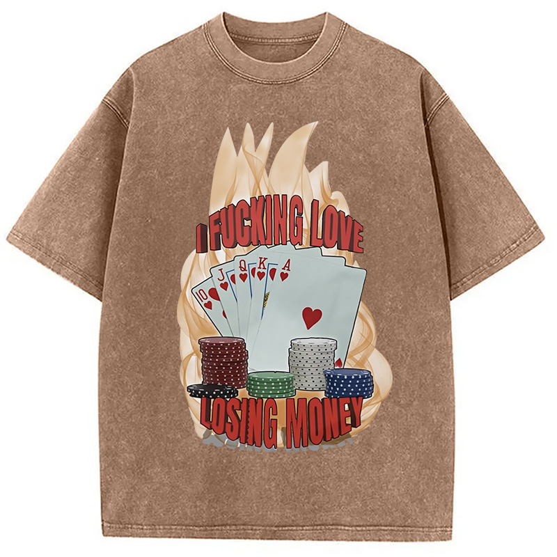 Modecanvas I Love Losing Money Washed T-Shirt-modecanvas