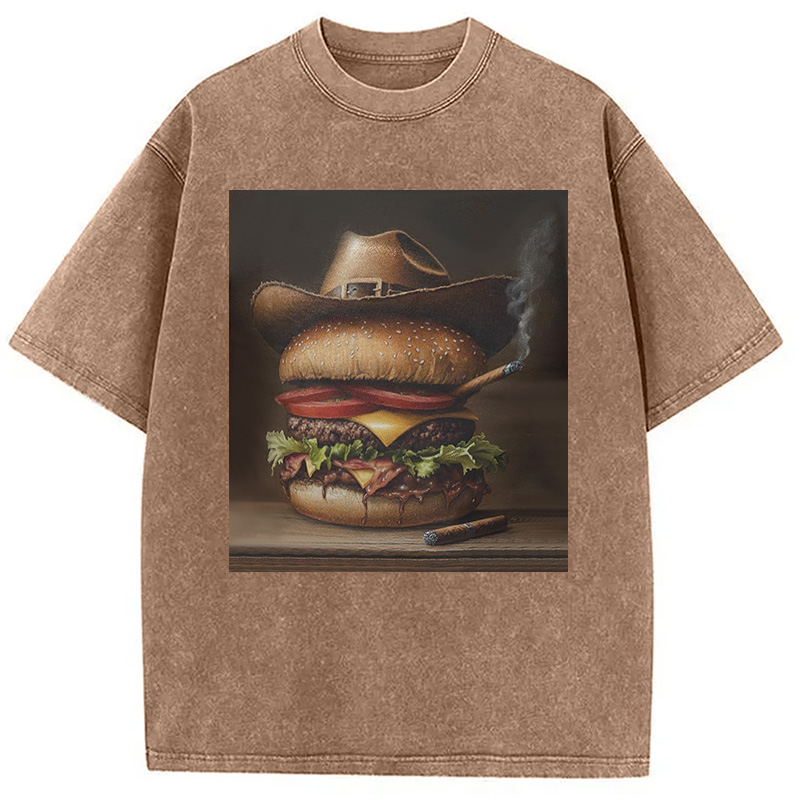 Modecanvas Funny Hamburger Meme Washed T-Shirt