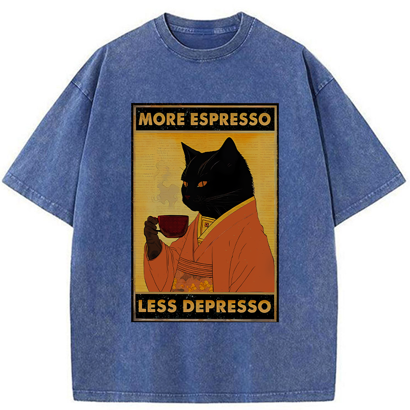 Modecanvas Increase Espresso Decrease Distress Washed T-Shirt-modecanvas