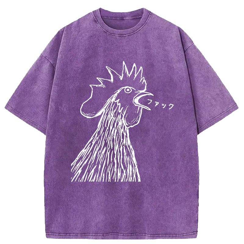 Modecanvas Funny Dirty Talking Chicken Washed T-Shirt