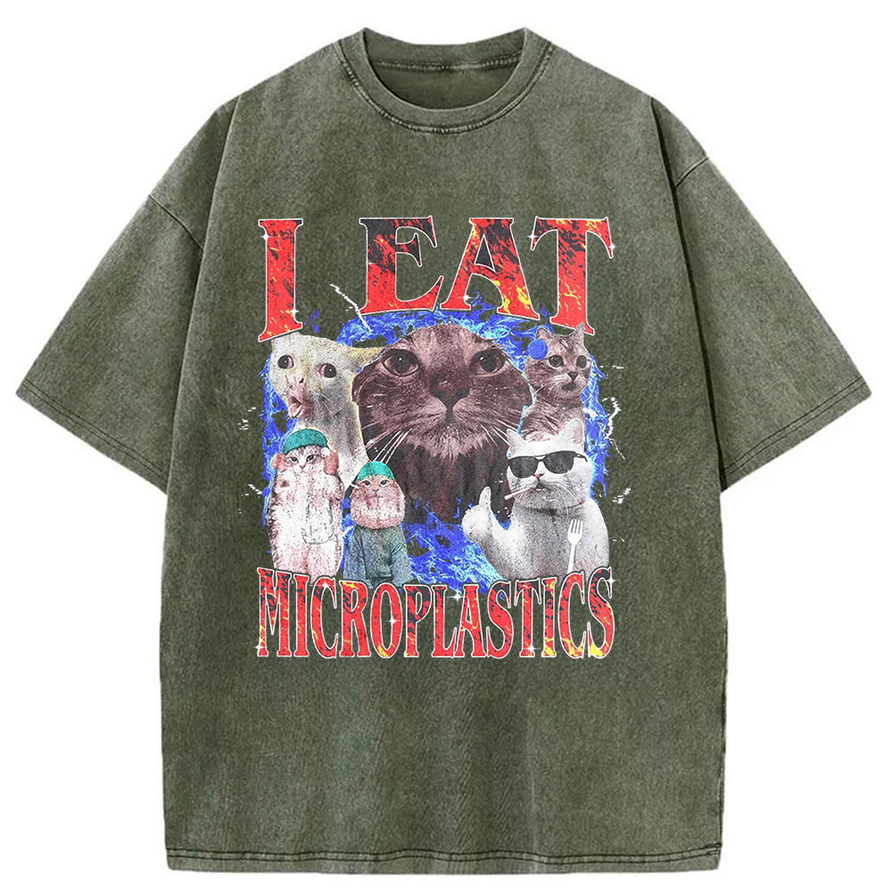 Modecanvas I Eat Microplastics Washed T-Shirt-modecanvas