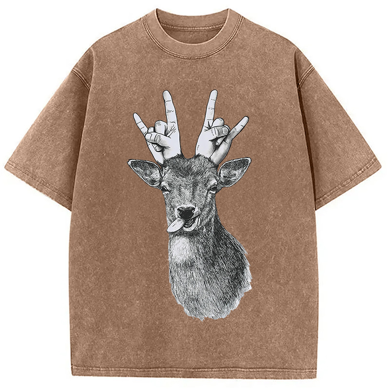 Modecanvas Party Deer Washed T-Shirt