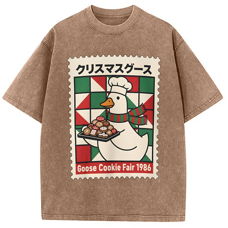 Modecanvas Funny Goose Christmas Washed T-Shirt
