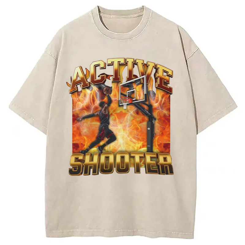 Modecanvas Elite Shooter Basketball Washed T-Shirt
