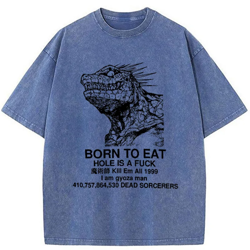 Modecanvas Born To Eat Washed T-Shirt-modecanvas