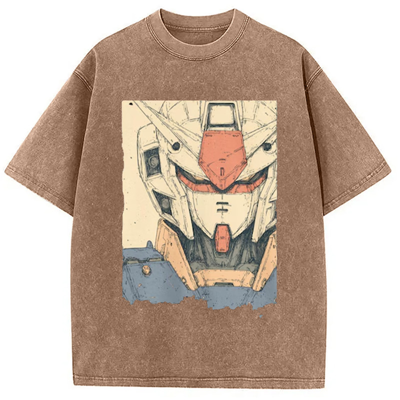 Modecanvas Hand-Drawn Mecha Robot Washed T-Shirt