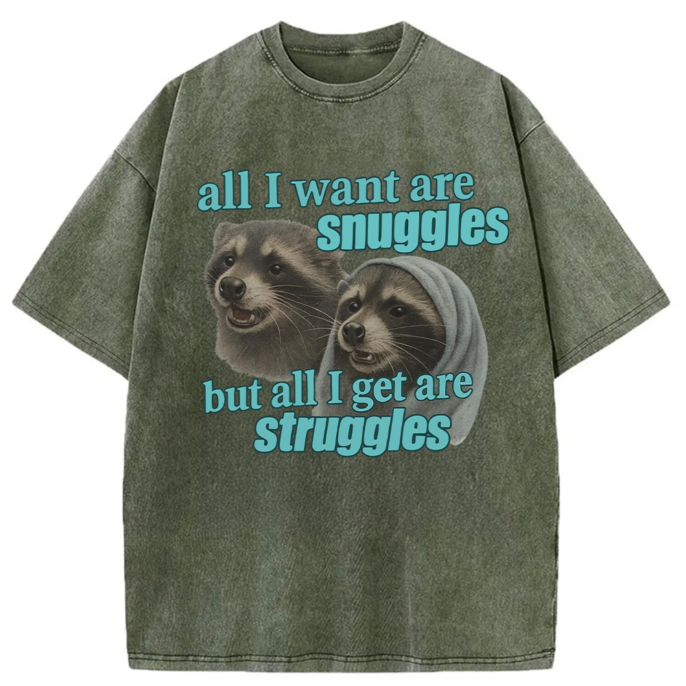 Modecanvas Snuggles and Struggles Washed T-Shirt