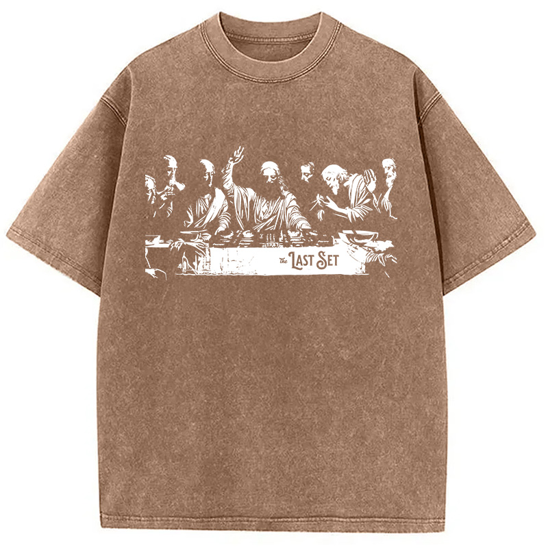 Modecanvas Jesus DJ DTG Printing Washed T-Shirt-modecanvas