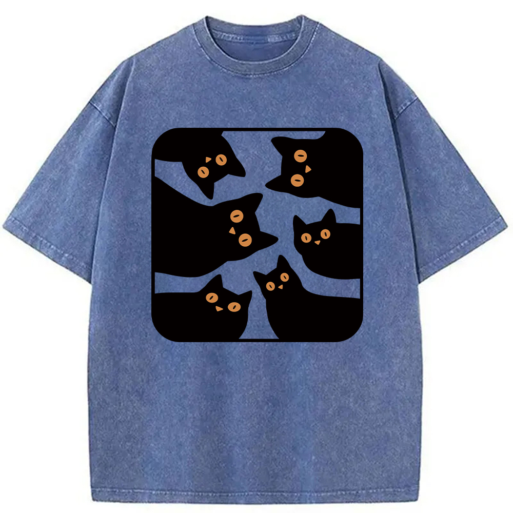 Modecanvas Cats Are Watching Washed T-Shirt