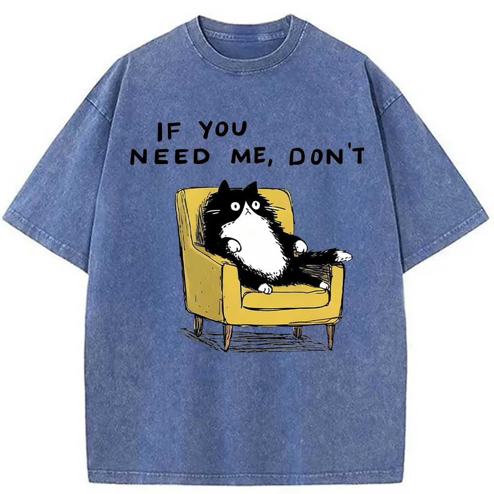 Modecanvas Unavailable Cat Washed T-Shirt-modecanvas