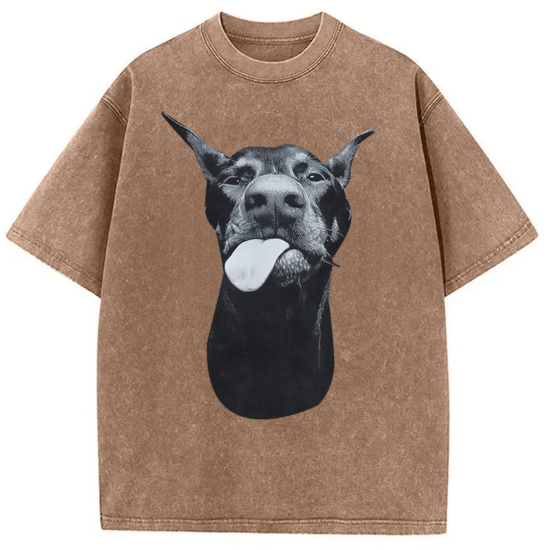 Modecanvas Dobermann DTG Printing Washed T-Shirt-modecanvas