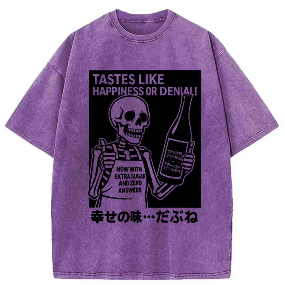 Modecanvas Taste Of Happiness Funny Washed T-Shirt