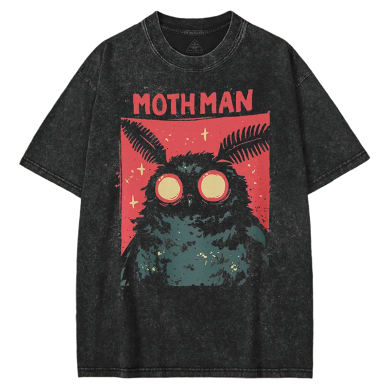Modecanvas Cryptid Mothman Washed T-shirt-modecanvas