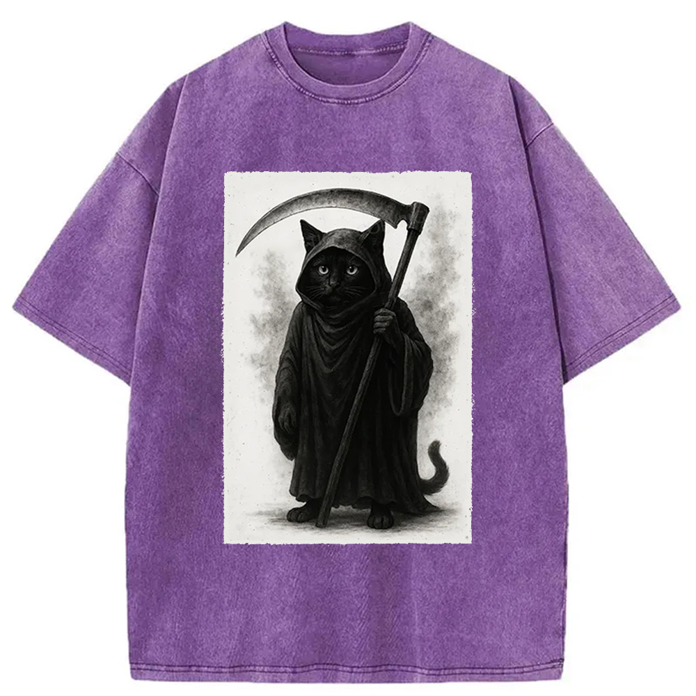 Modecanvas Death Cat Washed T-Shirt