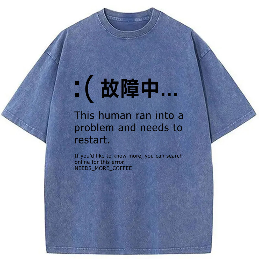 Modecanvas Human Blue Screen Failure Washed T-Shirt